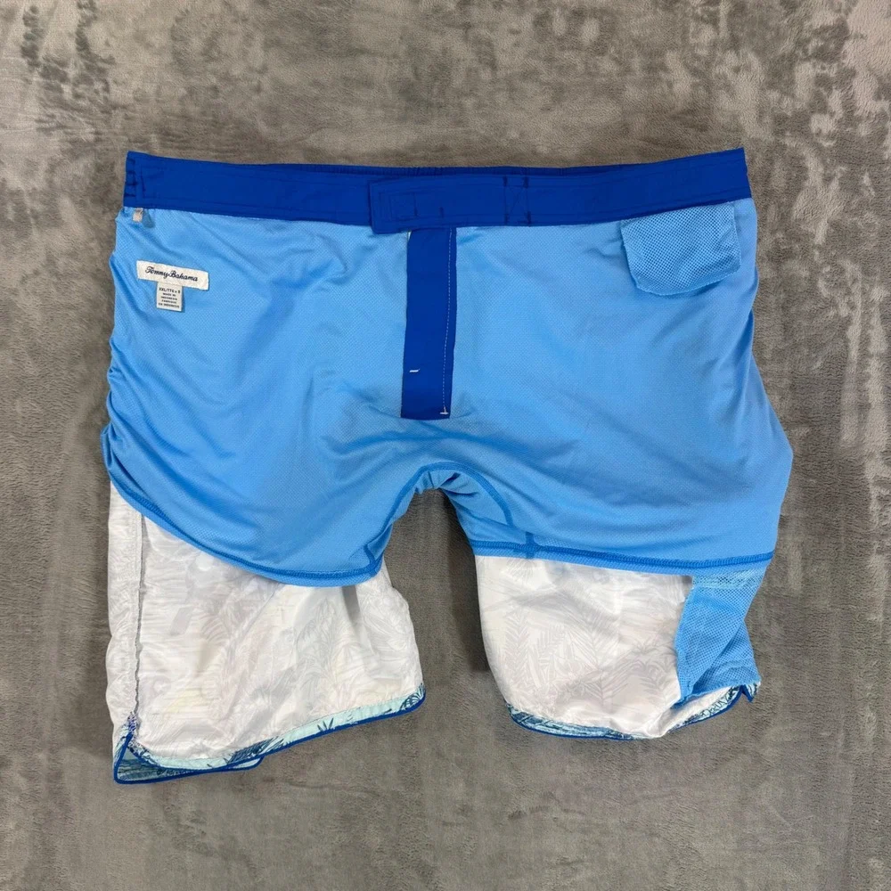 Tommy Bahama Tropical Lined Swim Shorts Men's Size XXL Blue White‎ Swim Trunks